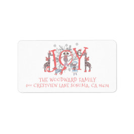 Kerstwinterdieren Holiday Return Address Etiket