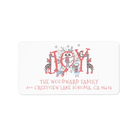 Kerstwinterdieren Holiday Return Address Etiket (Voorkant)