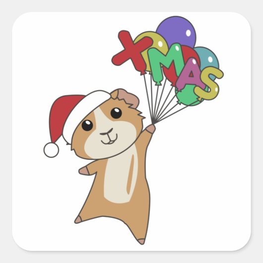 Kerstwinterdieren met cavia's vierkante sticker (Voorkant)