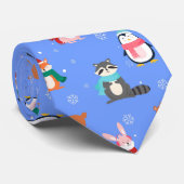 Kerstwinterdieren Penguin Fox Rabbit Beer Stropdas (Opgerold)