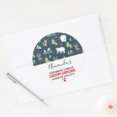 Kerstwinterdieren roestvast patroonkaarsje ronde sticker (Envelop)
