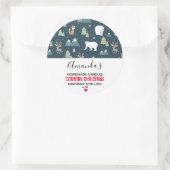 Kerstwinterdieren roestvast patroonkaarsje ronde sticker (Tas)