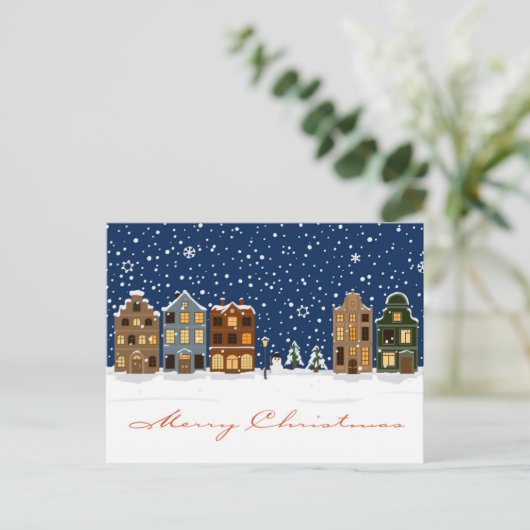 Kerstwinterdorp Feestdagenkaart (Staand voorkant)