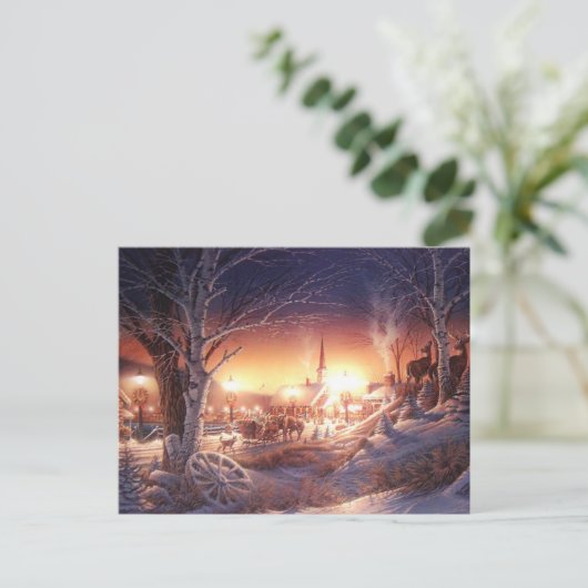 Kerstwinterdorp Feestdagenkaart (Staand voorkant)