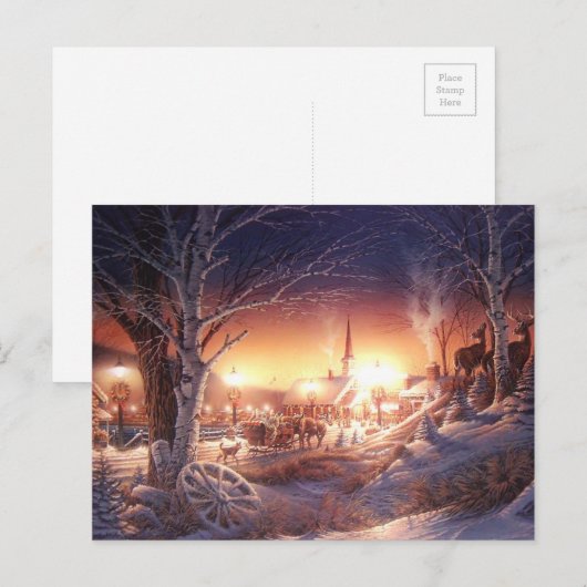 Kerstwinterdorp Feestdagenkaart (Voorkant / Achterkant)