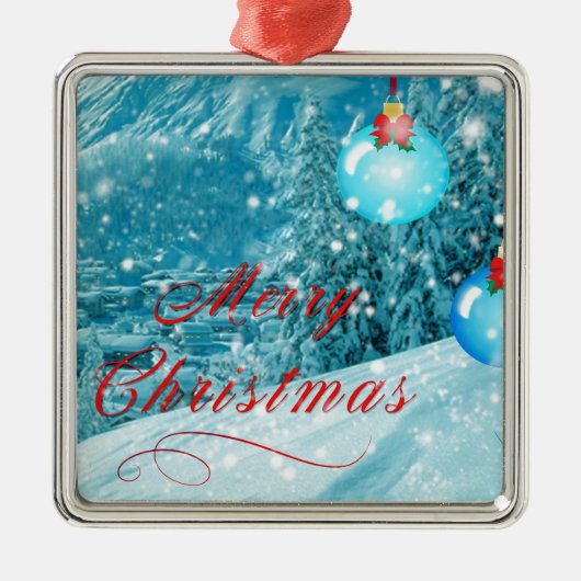 Kerstwinterdorp Metalen Ornament (Voorkant)