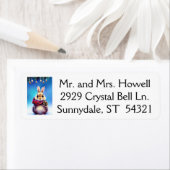 kerstwinteretiket Feestdagen met het "Bunny Rabbit Etiket (Insitu)