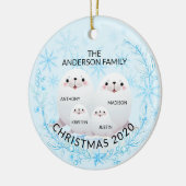 Kerstwinterfamilie van 4 zeehonden, Kerstmis Keramisch Ornament (Links)