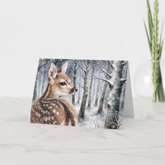 kerstwinterfawn feestdagen kaart (Voorkant)