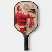  kerstwinterFeestdagen voor Santa Snowman Pickleball Paddle (Voorkant)