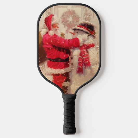  kerstwinterFeestdagen voor Santa Snowman Pickleball Paddle (Voorkant)