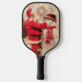  kerstwinterFeestdagen voor Santa Snowman Pickleball Paddle (Achterkant)