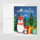 Kerstwinterfeestelijke pinguïn feestdagenkaart (Voorkant / Achterkant)