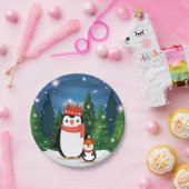 Kerstwinterfeestelijke pinguïn papieren bordje (Feest)