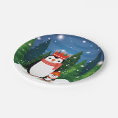 Kerstwinterfeestelijke pinguïn papieren bordje (Gekanteld)