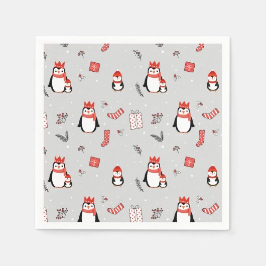 Kerstwinterfeestelijke pinguïn servet (Voorkant)