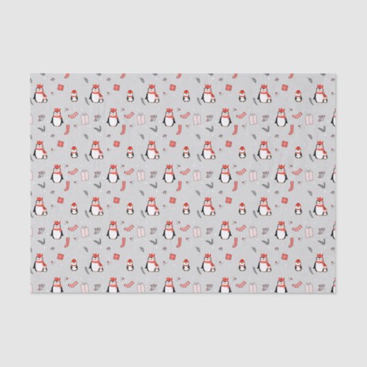 Kerstwinterfeestelijke pinguïn tissuepapier (Voorkant)