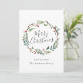 Kerstwinterfeestjes met prettige kerstkerst feestdagenkaart (Staand voorkant)