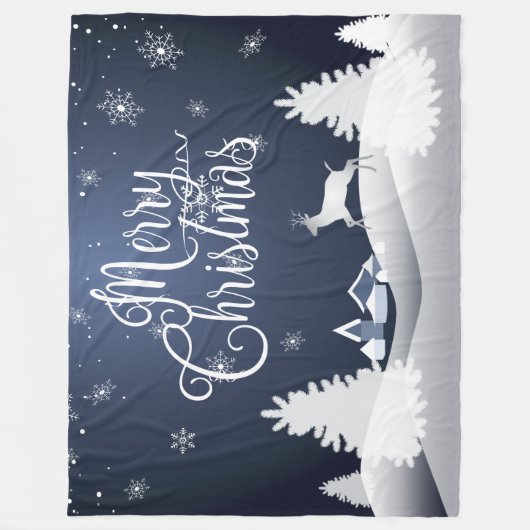 Kerstwinterfeestmaal. Fantasy Snowy Forest Fleece Deken (Voorkant)