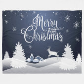 Kerstwinterfeestmaal. Fantasy Snowy Forest Fleece Deken (Voorkant (Horizontaal))