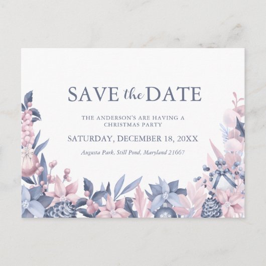 kerstwinterfeilage Sla de datum op Uitnodiging Briefkaart (Voorkant)