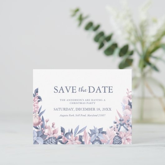 kerstwinterfeilage Sla de datum op Uitnodiging Briefkaart (Staand voorkant)