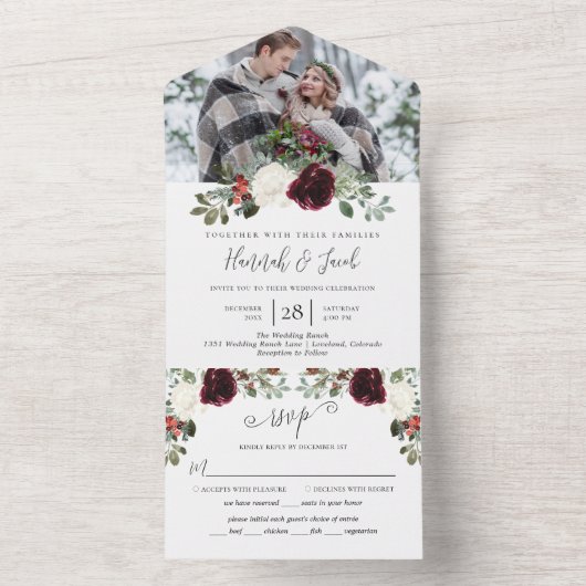 Kerstwinterfoto in één keer all in one uitnodiging (Binnen)