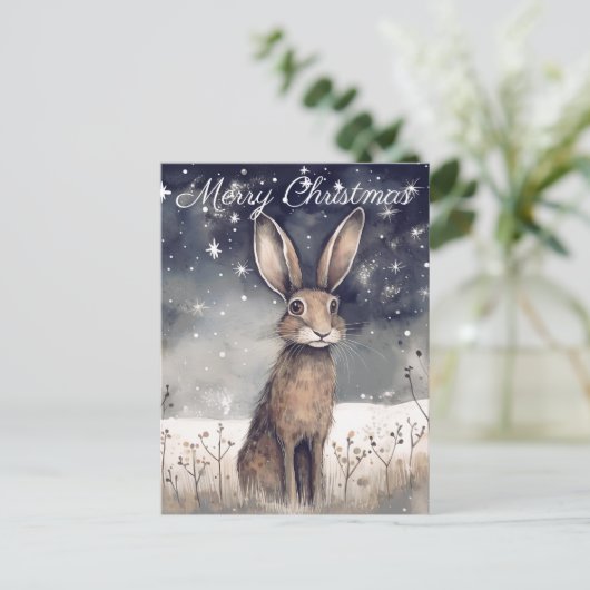 Kerstwinterhaas Feestdagenkaart (Staand voorkant)