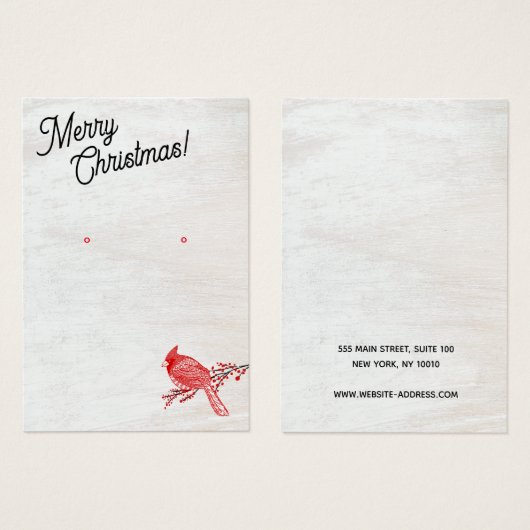 kerstwinterkardinaal met juwelenvertoning visitekaartje (Voorkant /achterkant)