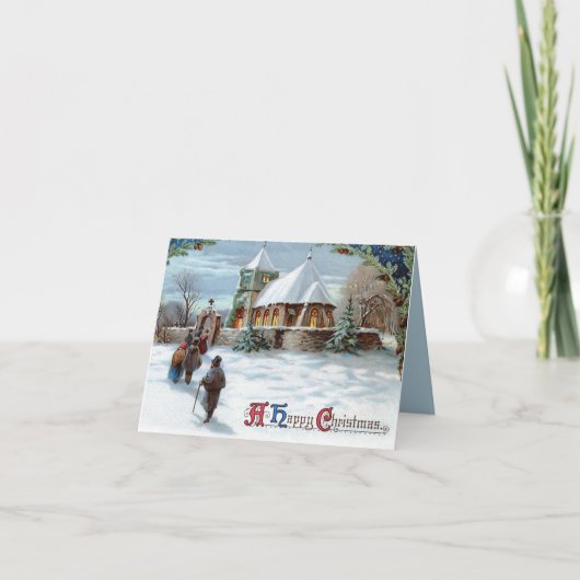  kerstwinterkerken buiten feestdagen kaart (Voorkant)