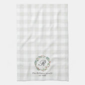 Kerstwinterkleertjes met naam van de grote familie theedoek (Verticaal)