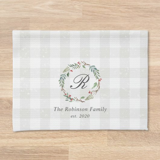 Kerstwinterkleertjes met naam van de grote familie theedoek