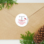 Kerstwinterminimalistische monogram rode kardinaal ronde sticker