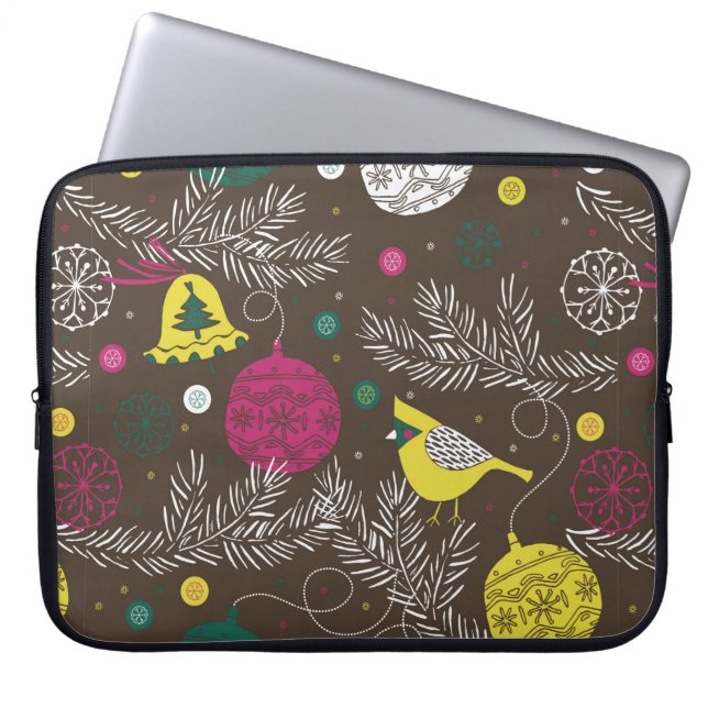kerstwinterpatroon laptop sleeve (Voorkant)