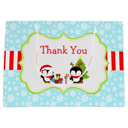 Kerstwinterpinguïns Groot Cadeauzakje (Voorkant)
