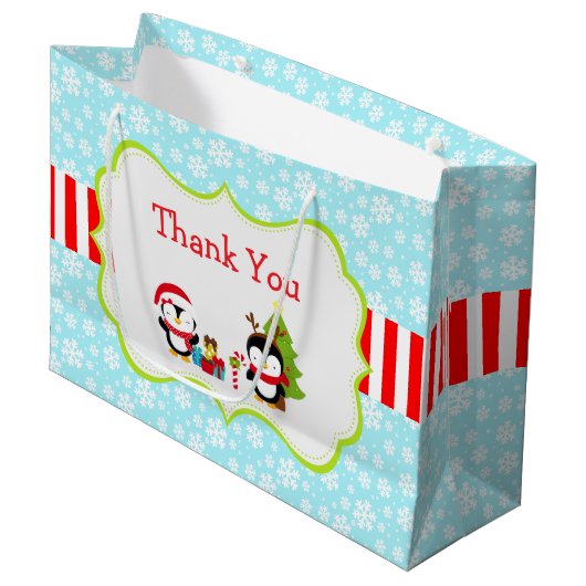 Kerstwinterpinguïns Groot Cadeauzakje (Voorkant Gekanteld)