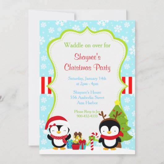 Kerstwinterpinguïns Kaart (Voorkant)