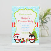 Kerstwinterpinguïns Kaart (Staand voorkant)