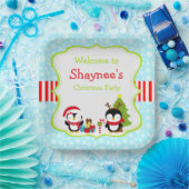 Kerstwinterpinguïns Papieren Bordje (Feest)