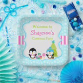 Kerstwinterpinguïns Papieren Bordje (Feest)