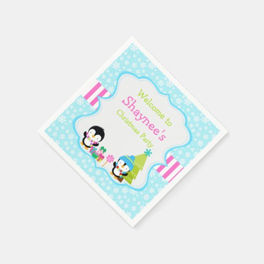 Kerstwinterpinguïns Servet (Hoek)