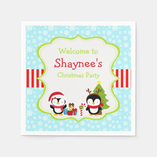 Kerstwinterpinguïns Servet (Voorkant)