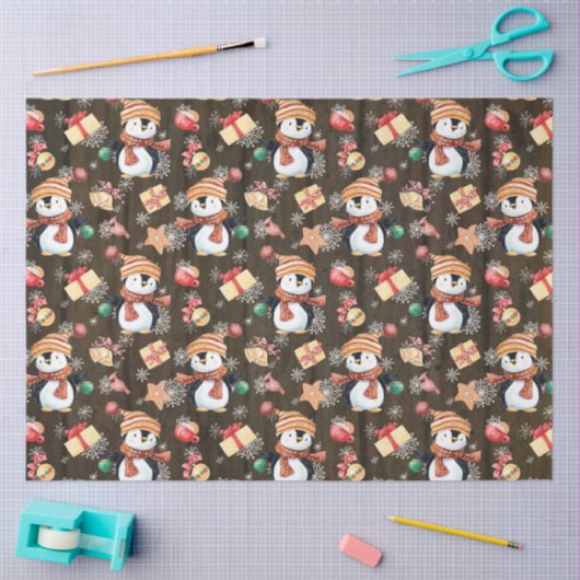 Kerstwinterpinguïns sneeuwvlokken voor kinderen tissuepapier (Craft)