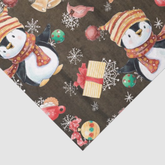 Kerstwinterpinguïns sneeuwvlokken voor kinderen tissuepapier (Detail)