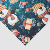 Kerstwinterpinguïns Snowflakes Blue voor kinderen Tissuepapier (Detail)