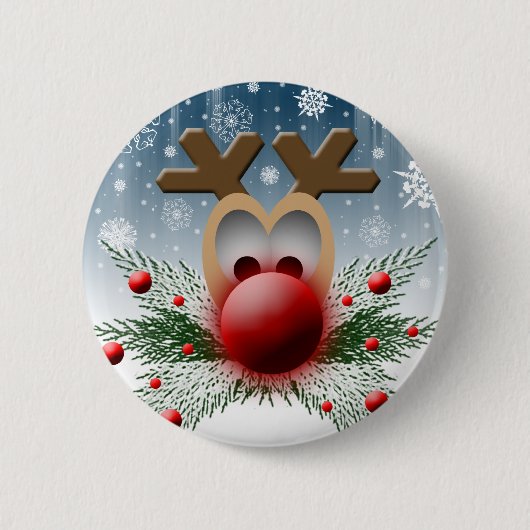 Kerstwinterrenrendiertje Ronde Button 5,7 Cm (Voorkant)