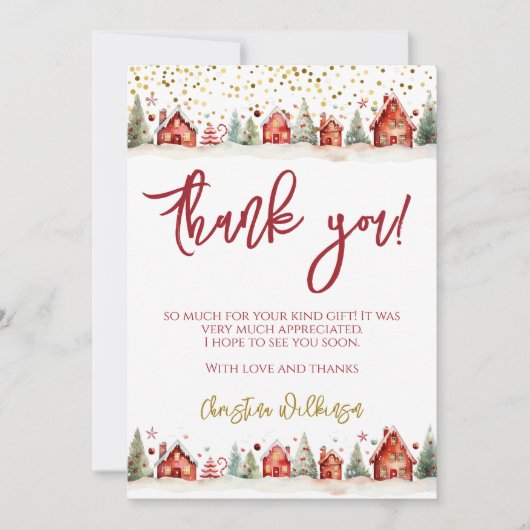 Kerstwinterscène Bedankkaart (Voorkant)