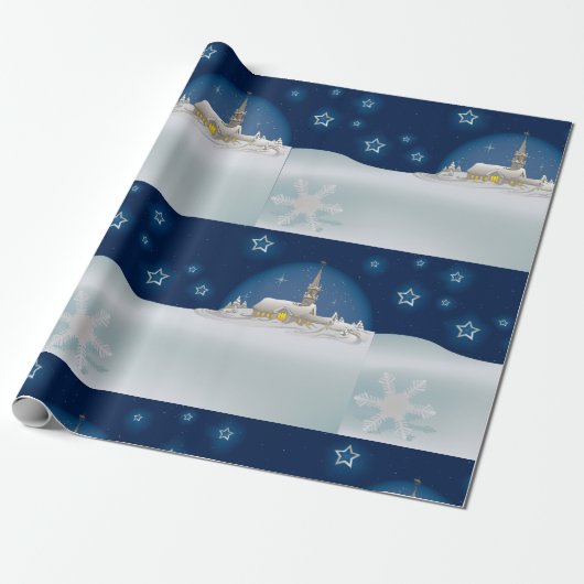 Kerstwinterscène Cadeaupapier (Uitgerold)