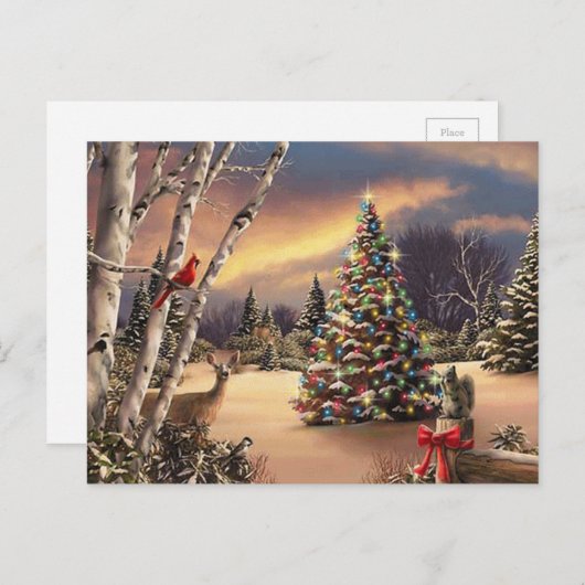 Kerstwinterscène Feestdagenkaart (Voorkant / Achterkant)