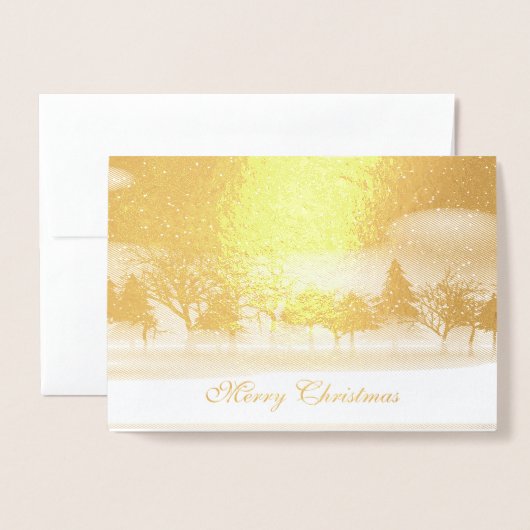 Kerstwinterscène Folie Kaarten (Voorkant met envelop)